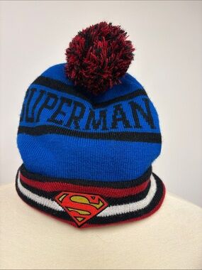 DC Comics Blue, Red & Black Superman Pom Beanie